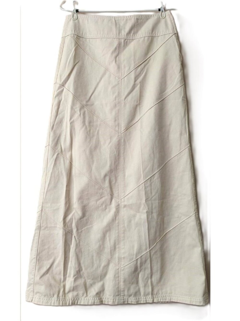 Z Cavaricci Beige Denim Maxi Skirt Pockets Size 25